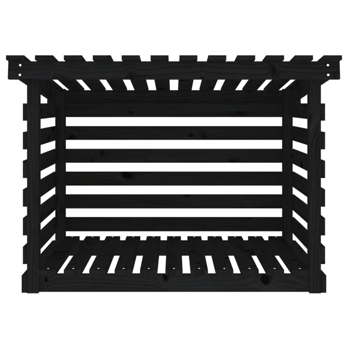 Leñero de madera maciza de pino negro 108x73x79 cm