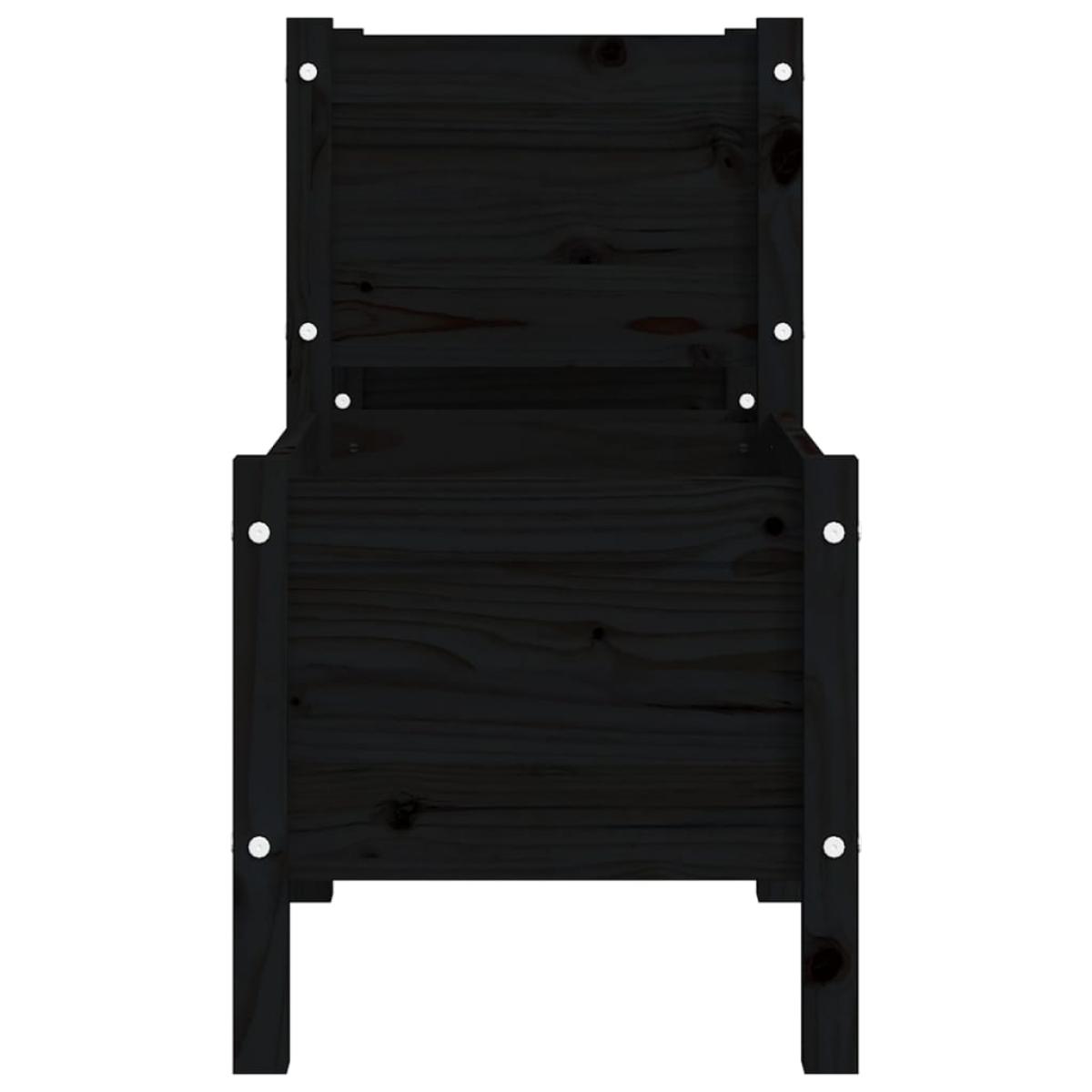 Jardinera de madera de pino maciza negra 178,5x44x75 cm