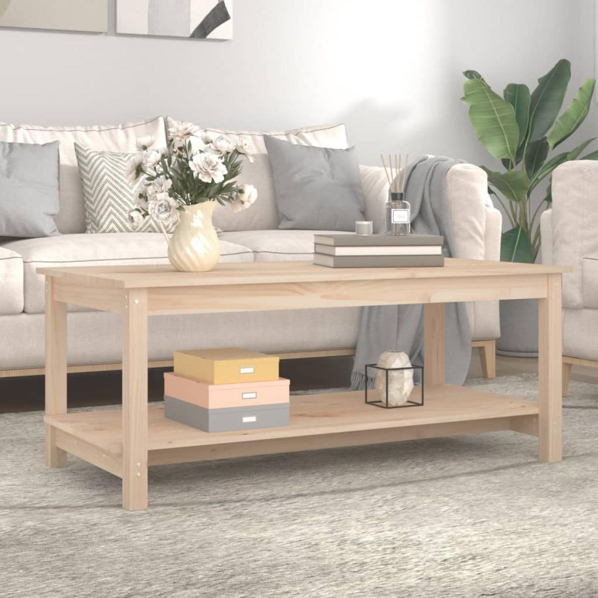 Mesa de centro de madera maciza de pino 110x55x45 cm