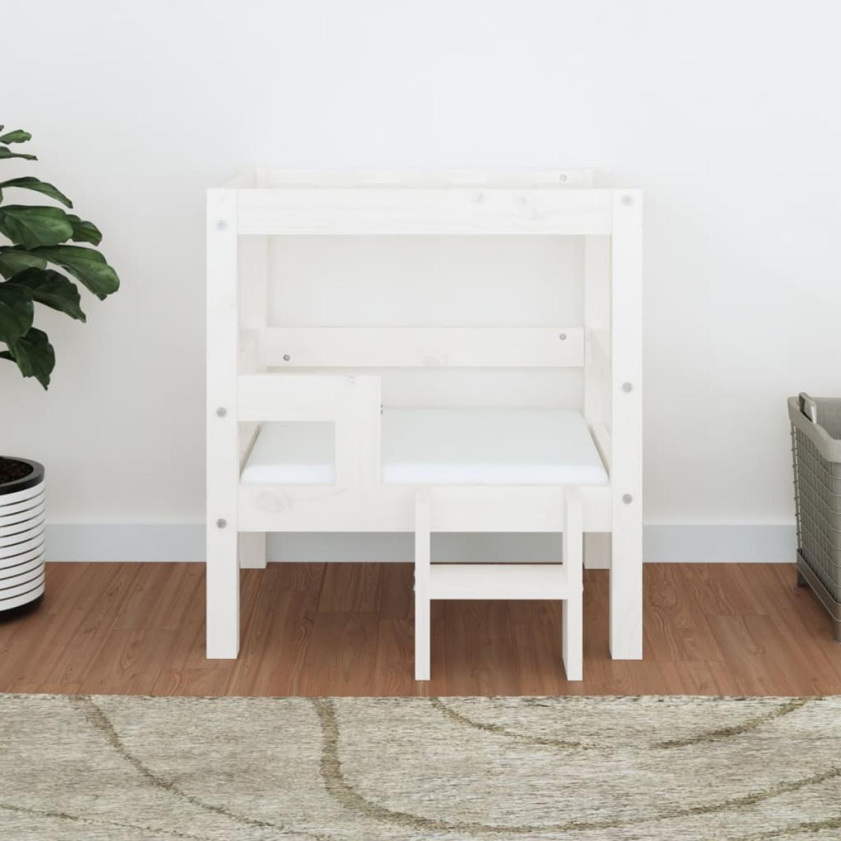 Cama para perros madera maciza de pino blanco 55,5x53,5x60 cm