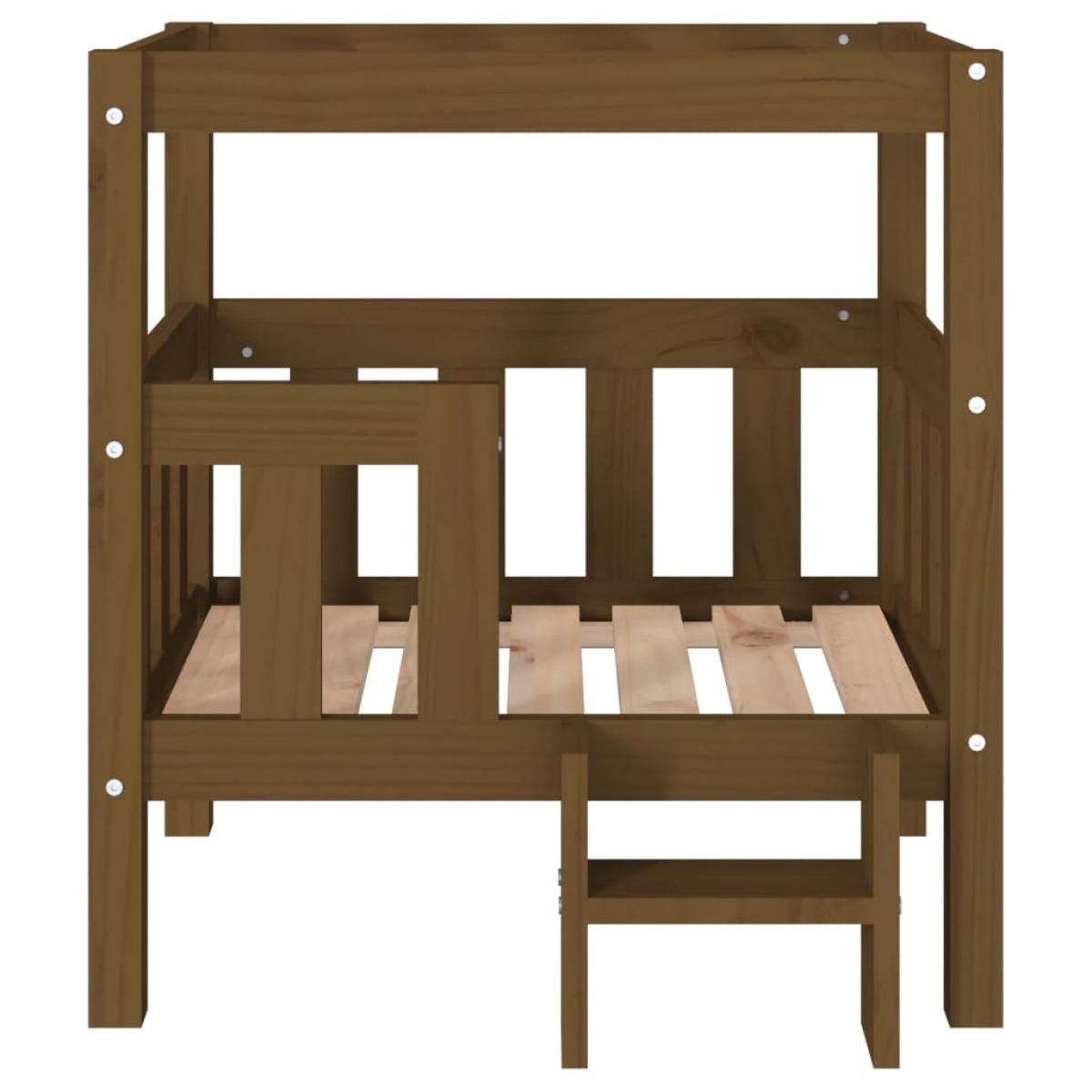 Cama para perros madera maciza pino marrón miel 65,5x43x70 cm