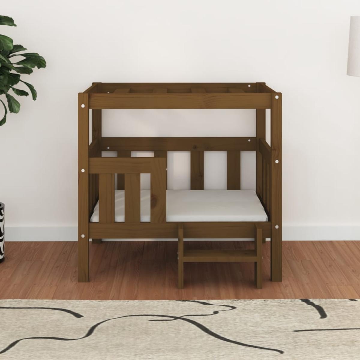 Cama para perros madera maciza pino marrón miel 75,5x63,5x70 cm