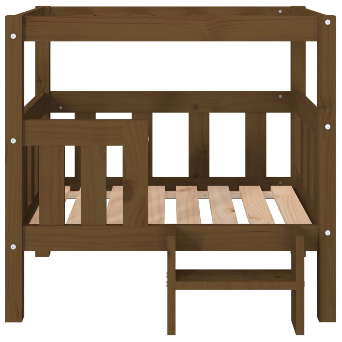 Cama para perros madera maciza pino marrón miel 75,5x63,5x70 cm