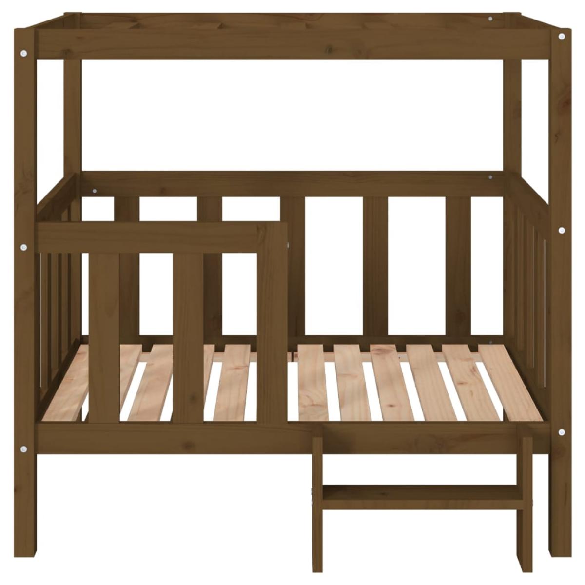  Cama perros madera maciza pino marrón miel 105,5x83,5x100 cm