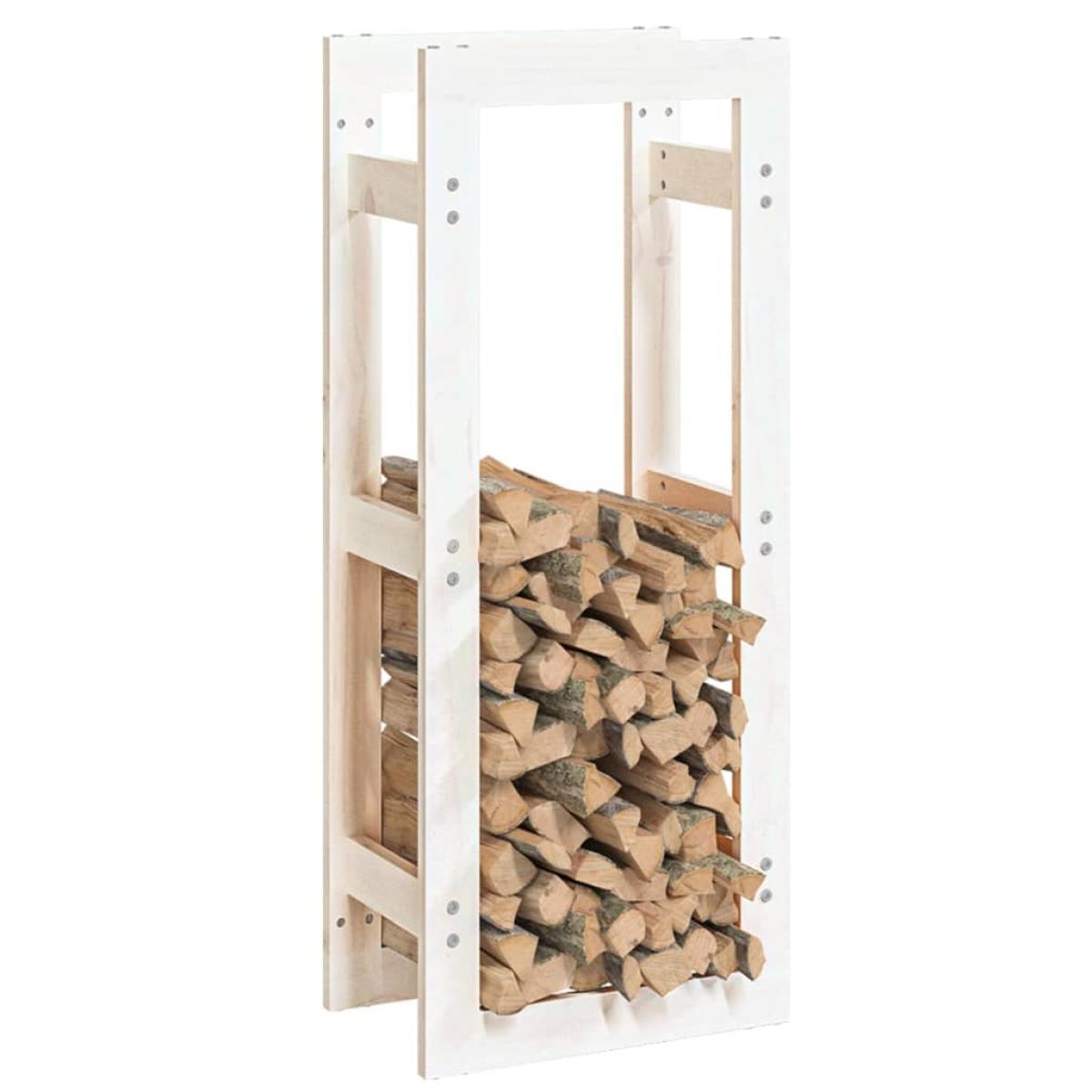 Estante para leña madera maciza de pino blanco 41x25x100 cm