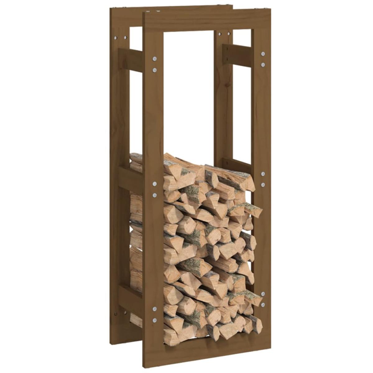Estante para leña madera maciza de pino marrón miel 41x25x100cm