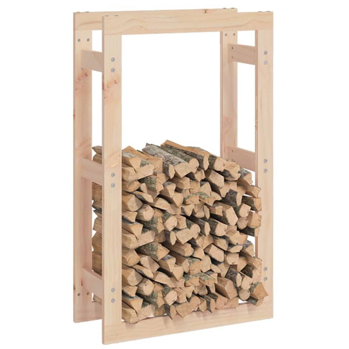 Estante para leña madera maciza de pino 60x25x100 cm