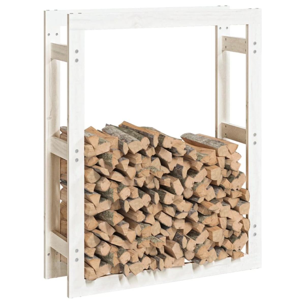 Estante para leña madera maciza de pino blanco 80x25x100 cm