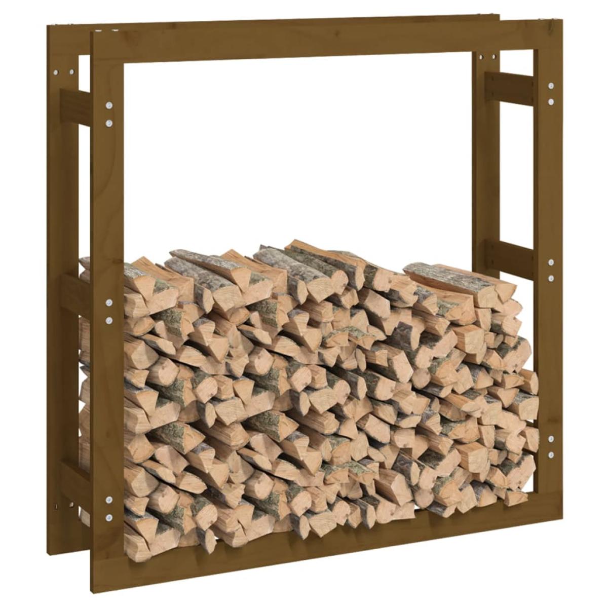 Estante para leña madera maciza pino marrón miel 100x25x100 cm