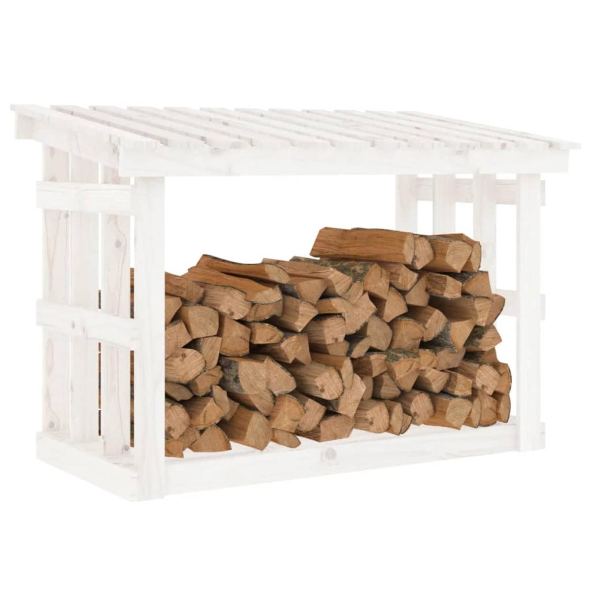 Leñero de madera maciza de pino blanco 108x64,5x77 cm