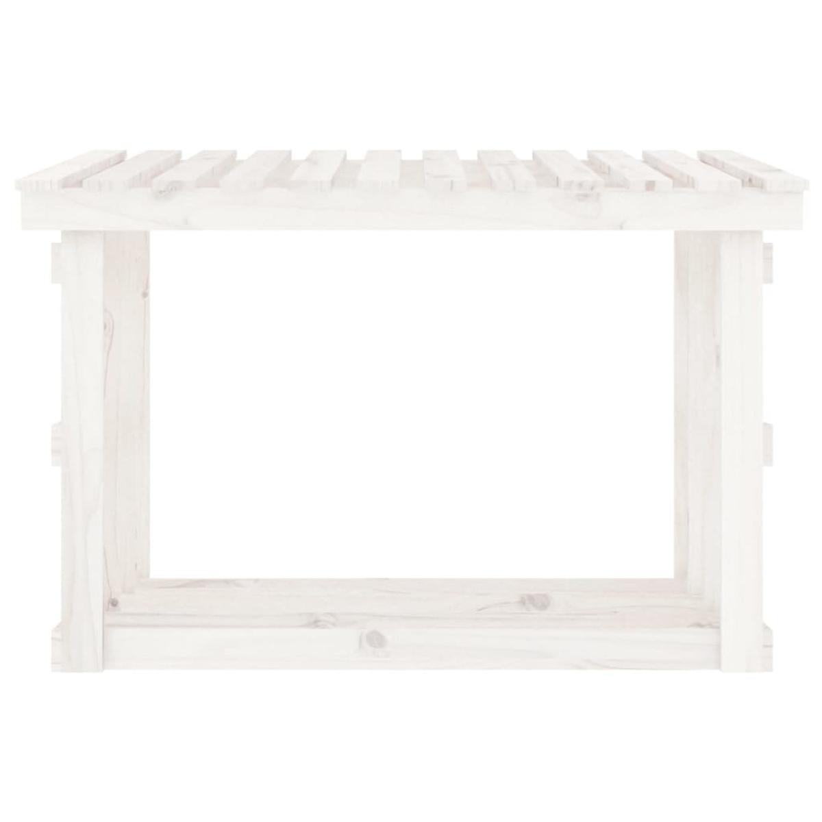 Leñero de madera maciza de pino blanco 108x64,5x77 cm