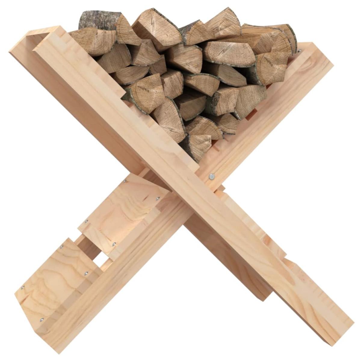 Soporte de leña madera maciza de pino 47x39,5x48 cm 