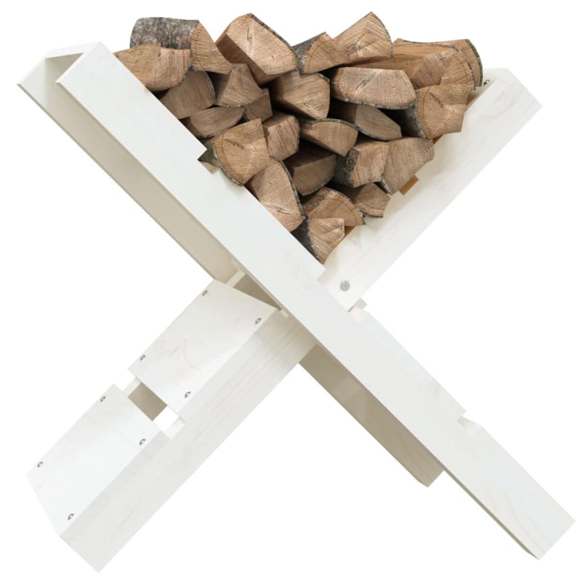 Soporte de leña blanco madera maciza de pino 47x39,5x48 cm