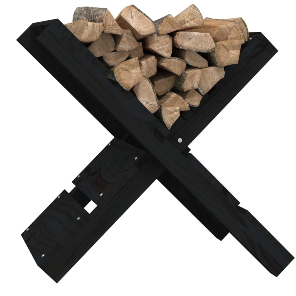 Soporte de leña madera maciza de pino negro 47x39,5x48 cm