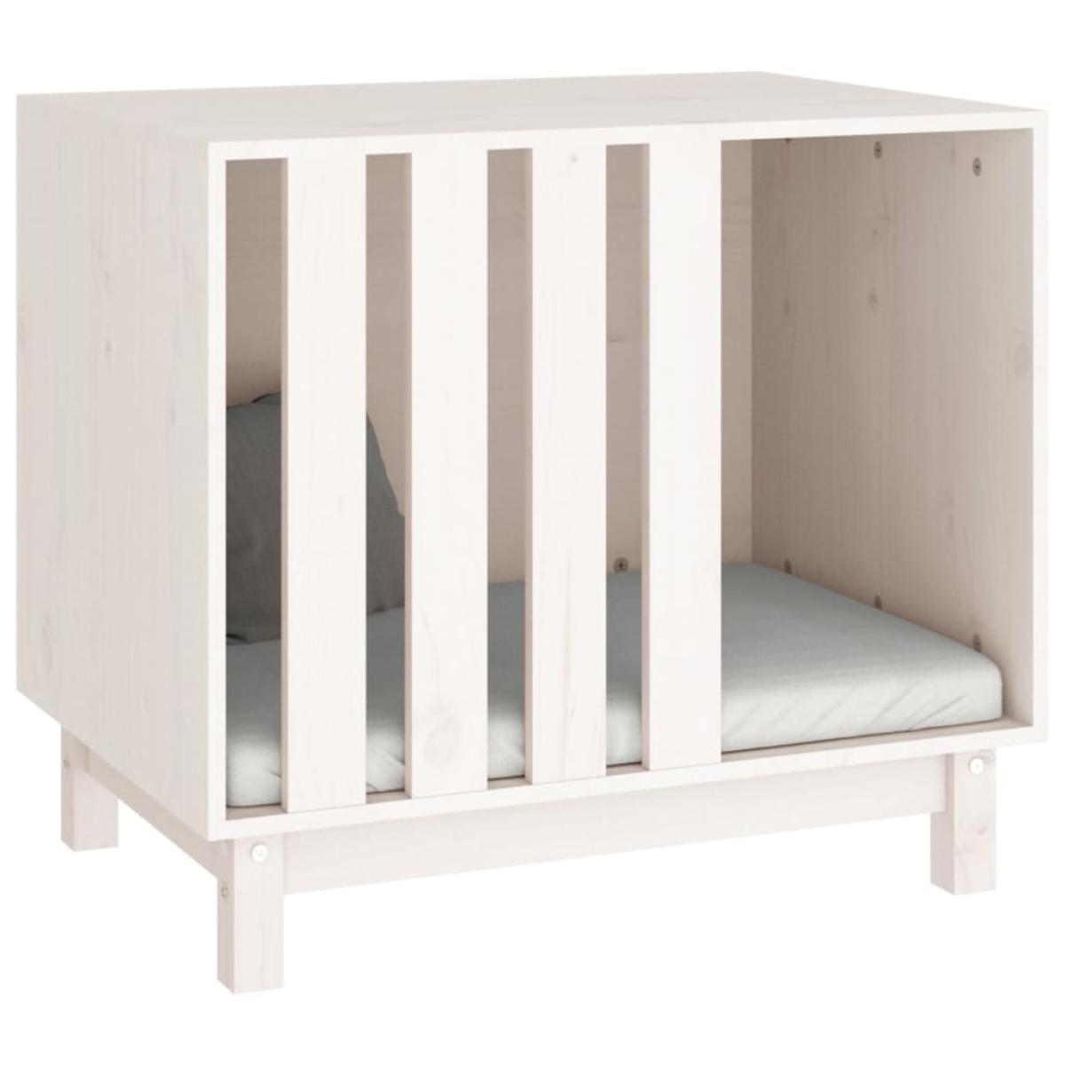 Caseta para perros madera maciza de pino blanco 70x50x62 cm