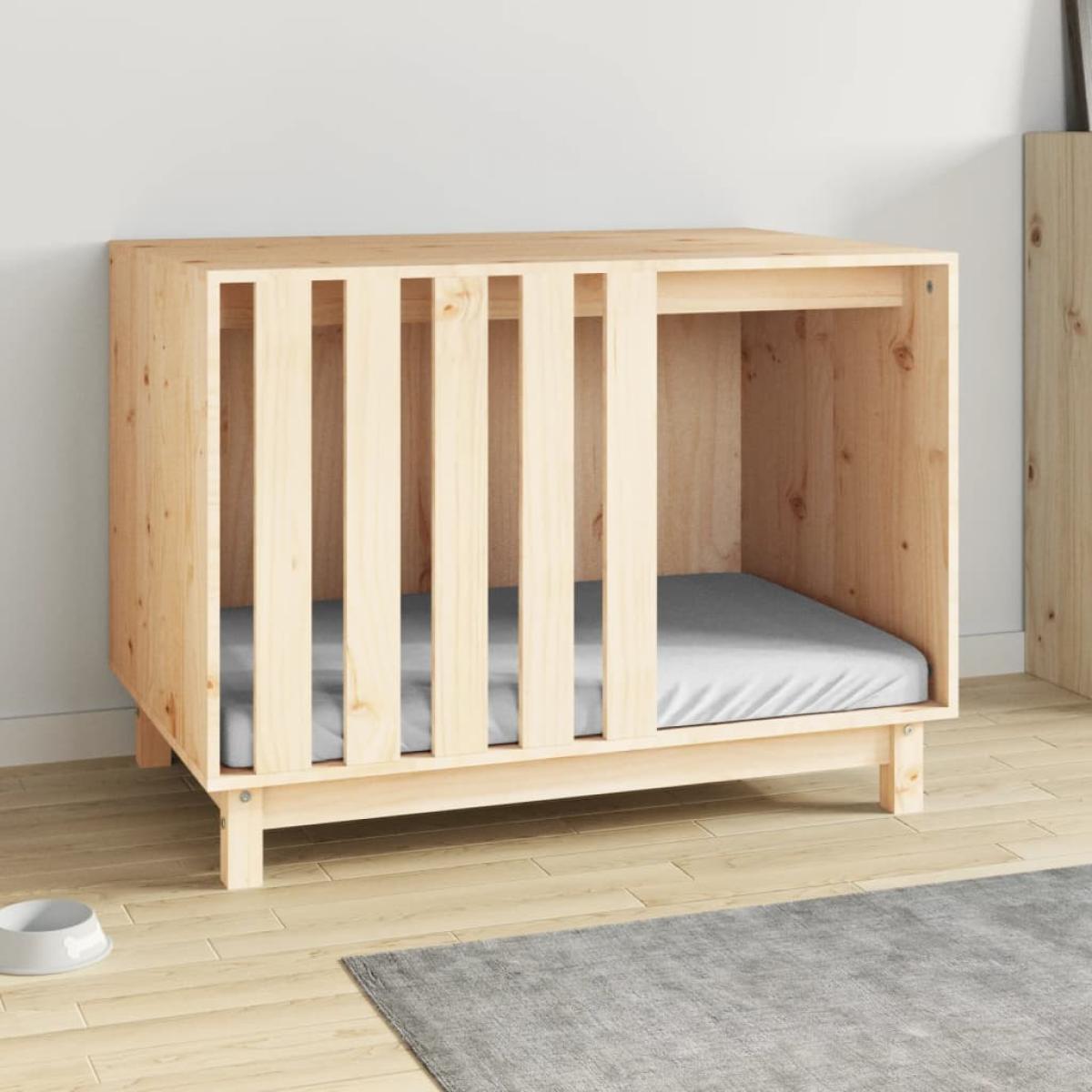 Caseta para perros madera maciza de pino 90x60x67 cm