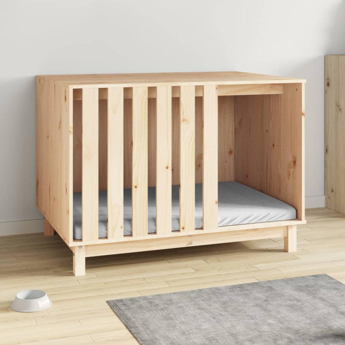 Caseta para perros madera maciza de pino 100x70x72 cm