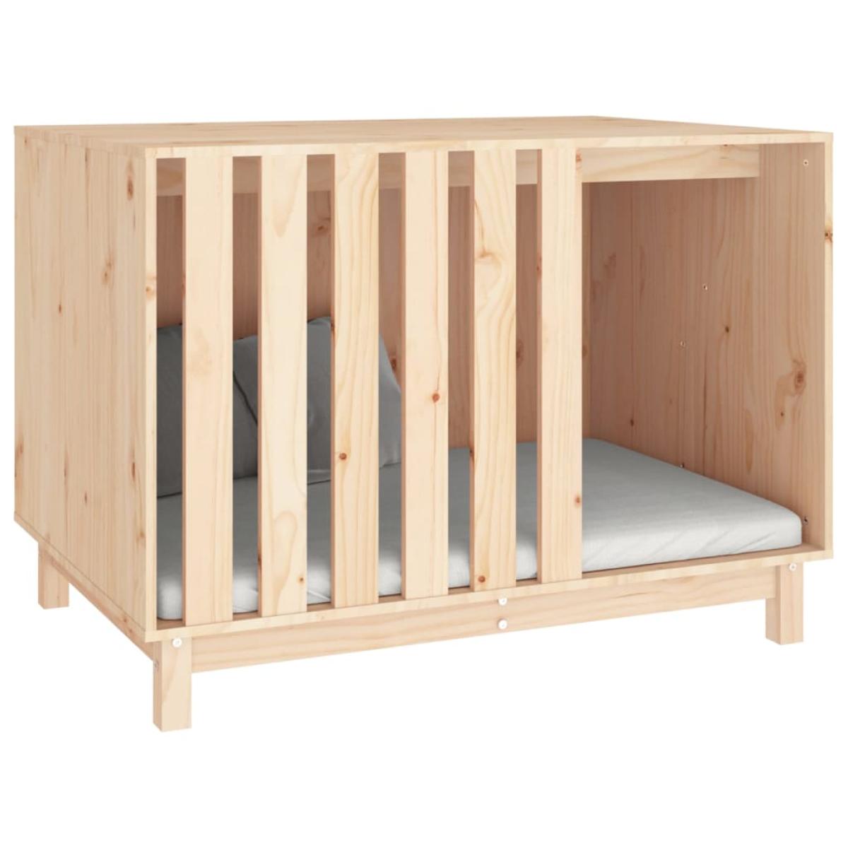 Caseta para perros madera maciza de pino 100x70x72 cm