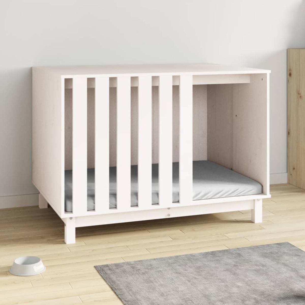 Cama para perros madera maciza de pino blanco 100x70x72 cm