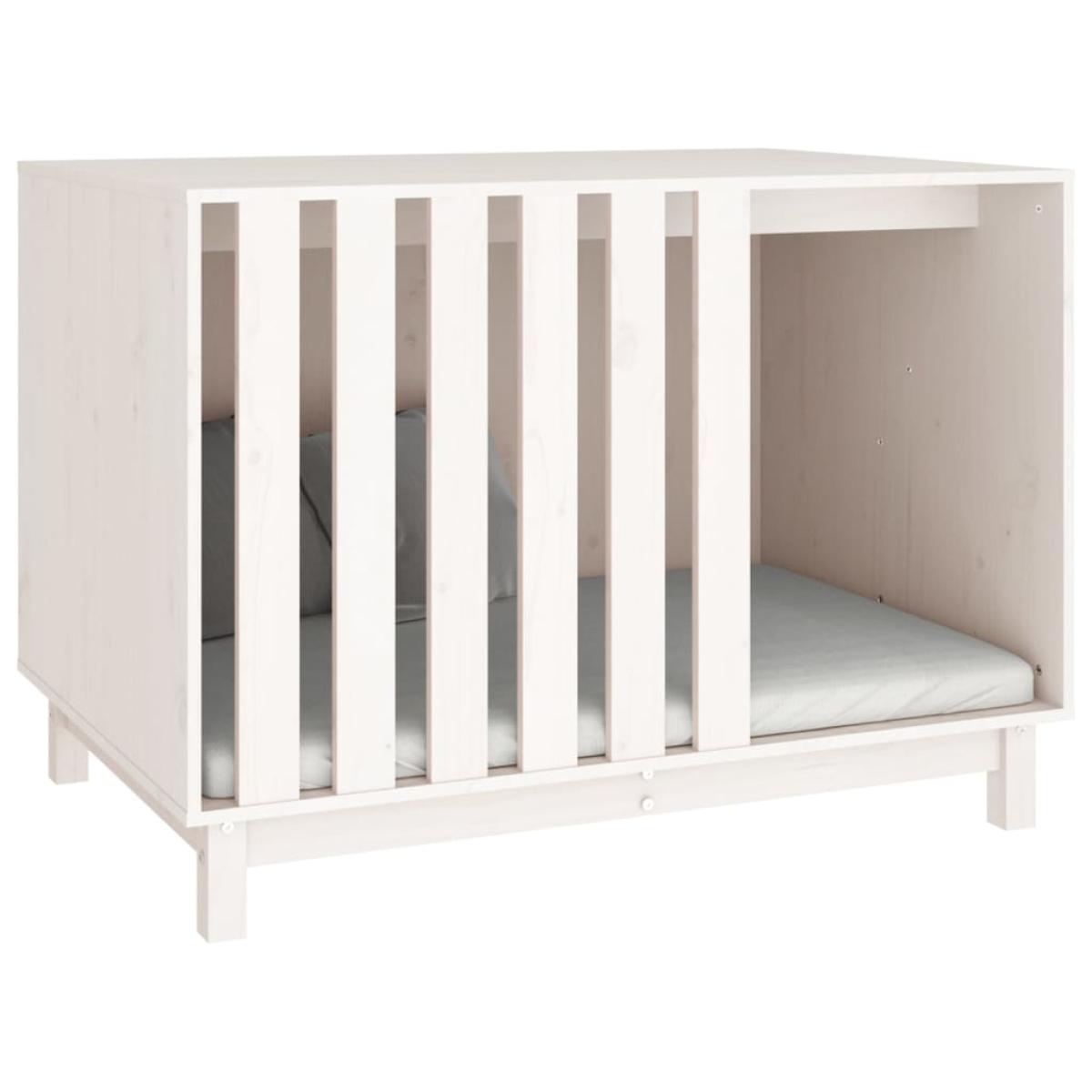 Cama para perros madera maciza de pino blanco 100x70x72 cm