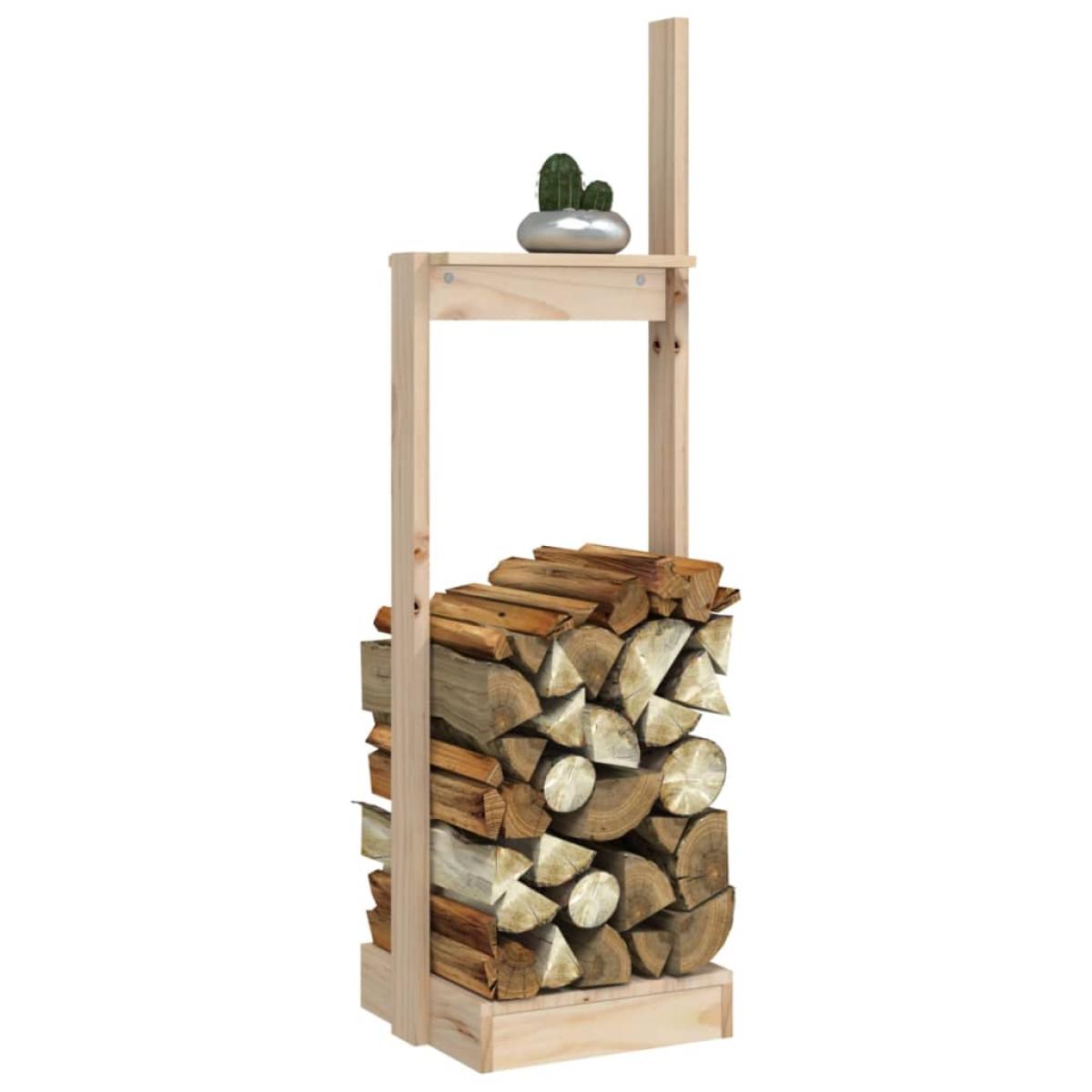 Soporte para leña madera maciza de pino 33,5x30x110 cm