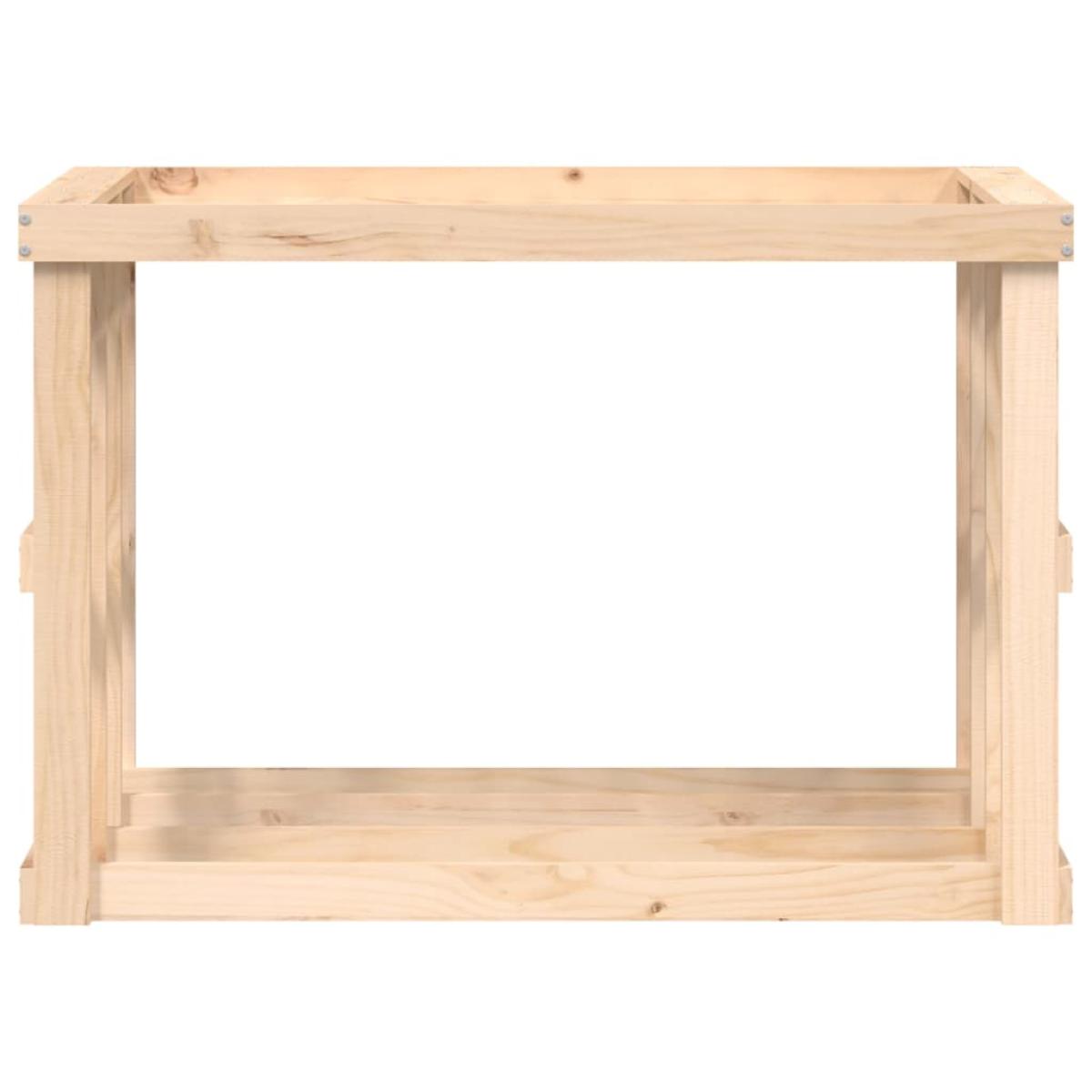 Soporte para leña de exterior madera maciza pino 108x52x74 cm