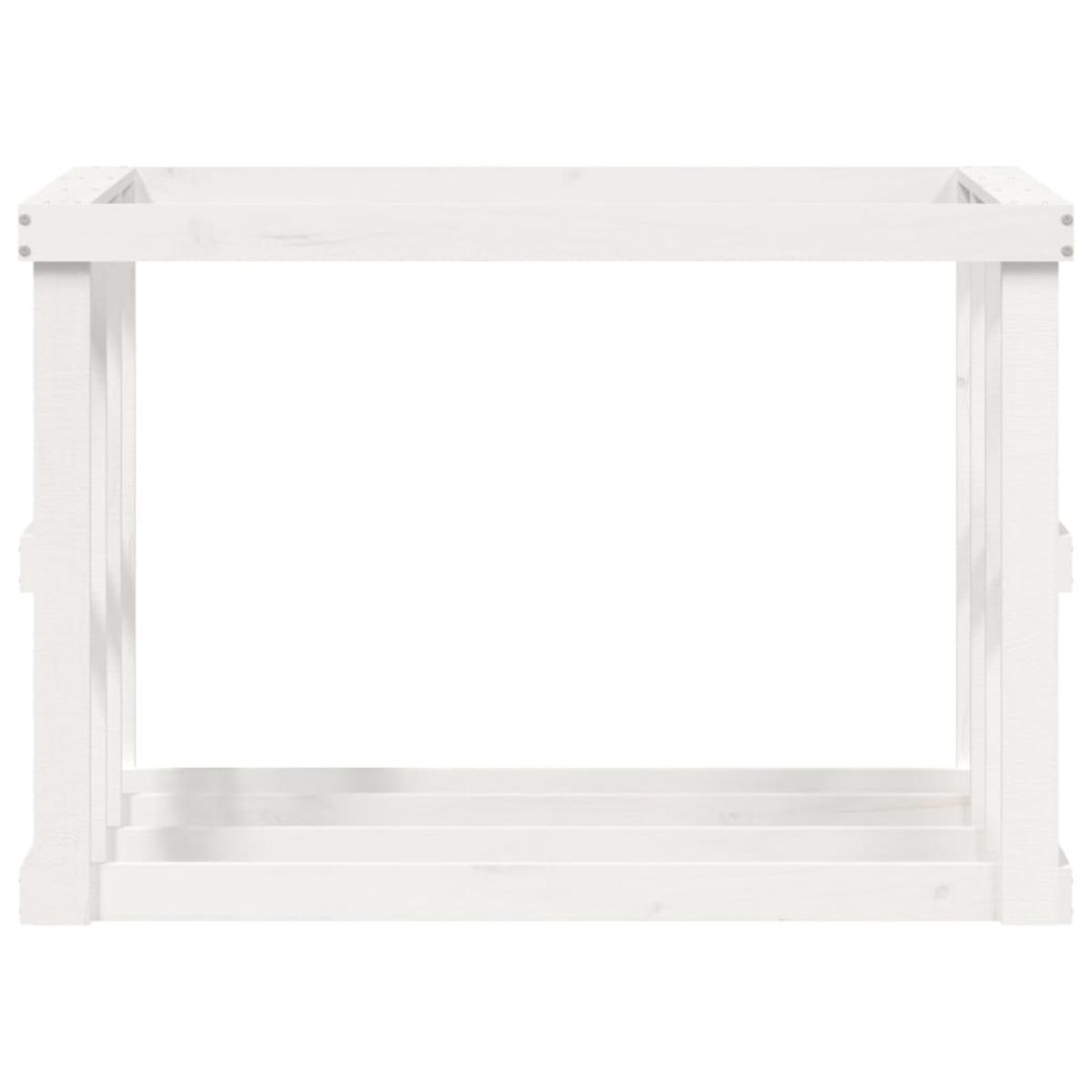 Soporte para leña de exterior madera pino blanco 108x52x74 cm