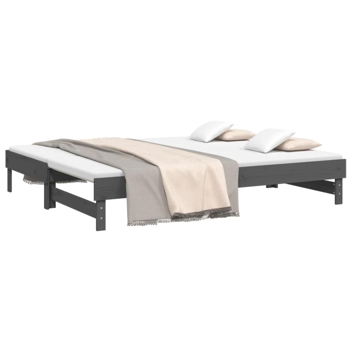 Sofá cama extraíble madera maciza de pino gris 2x(90x200) cm