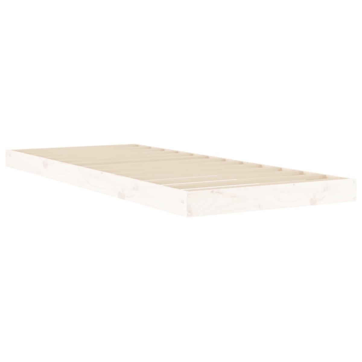 Estructura de cama madera maciza pino blanco 75x190 cm