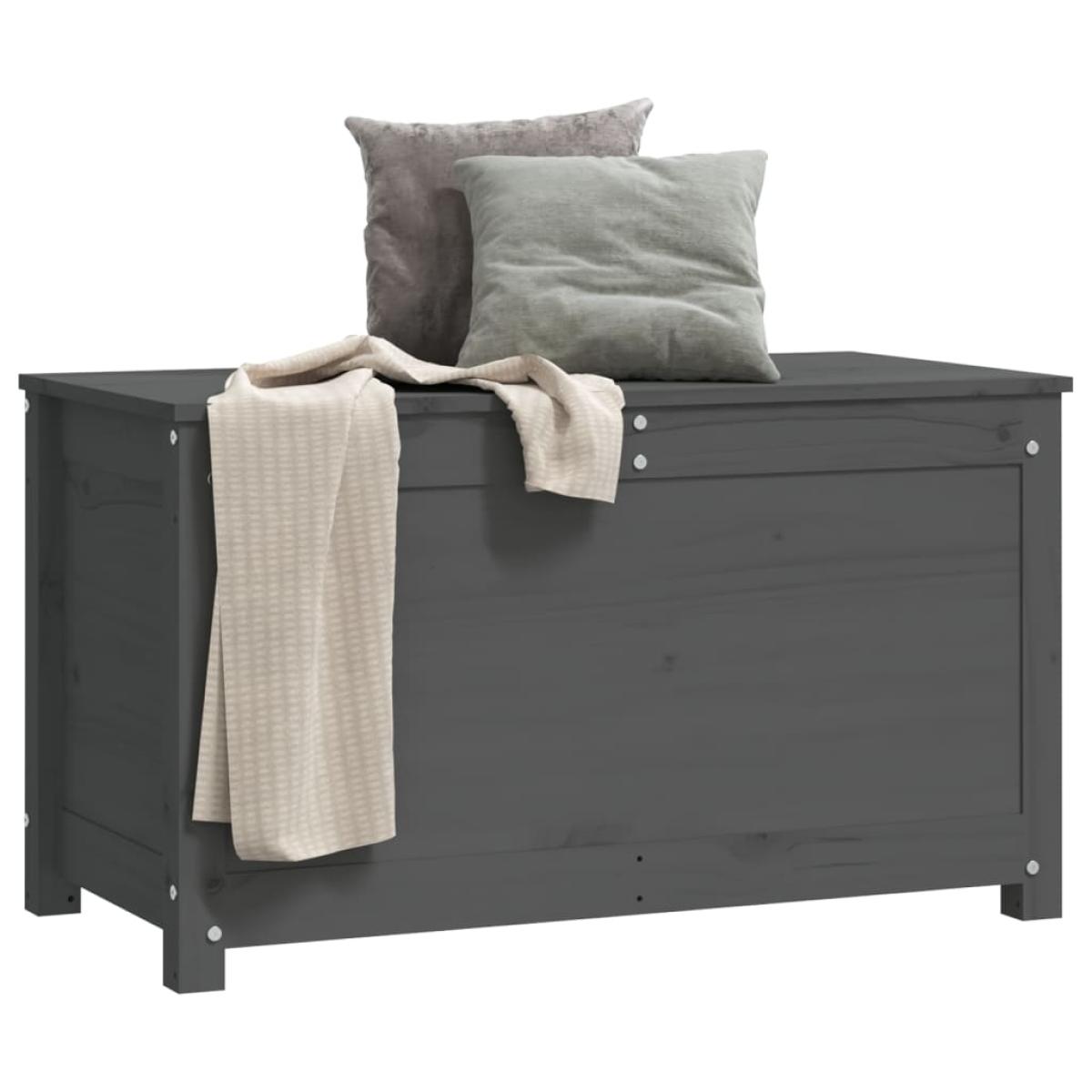 Caja de almacenaje madera maciza de pino gris 80x40x45,5 cm