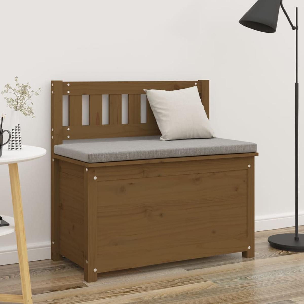 Banco de madera maciza pino marrón miel 80x41x77 cm