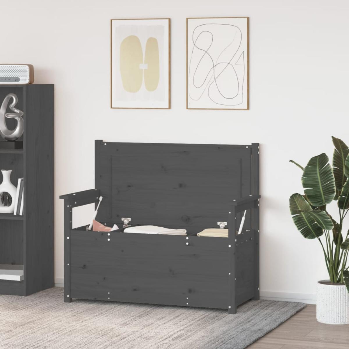 Banco de madera maciza de pino gris 112,5x51,5x96,5 cm