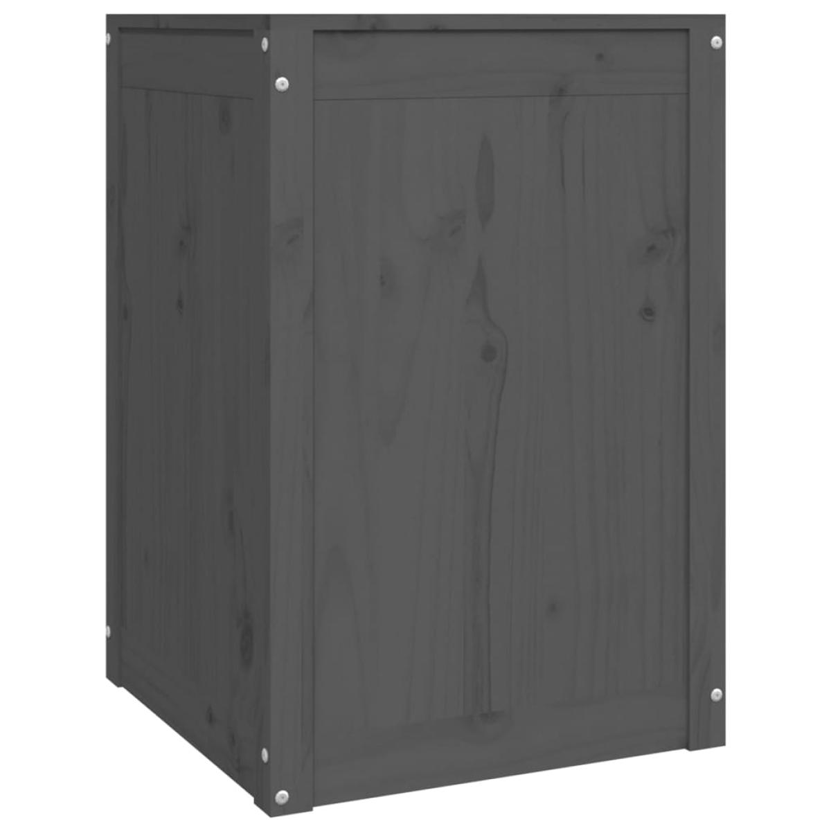 Baúl para la colada madera maciza de pino gris 44x44x66 cm