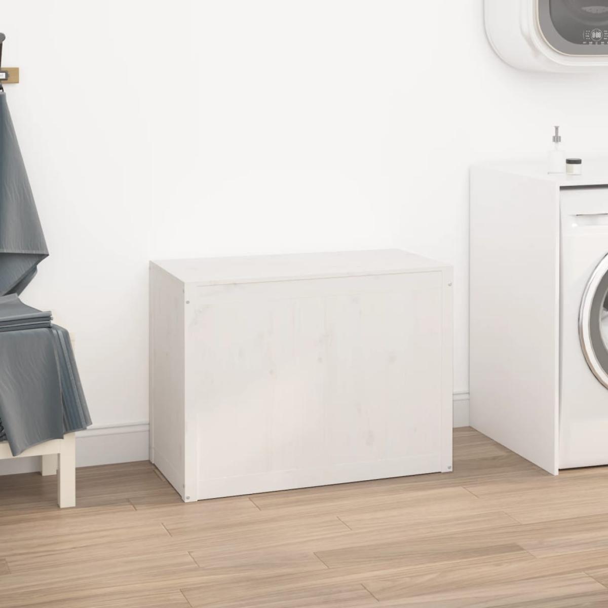Baúl para la colada madera maciza de pino blanco 88,5x44x66 cm
