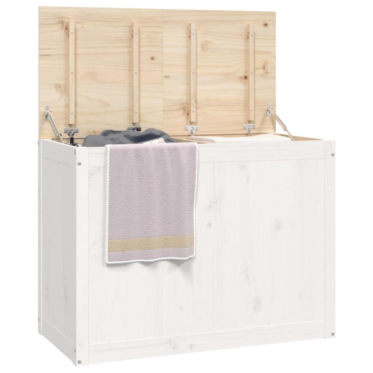 Baúl para la colada madera maciza de pino blanco 88,5x44x66 cm