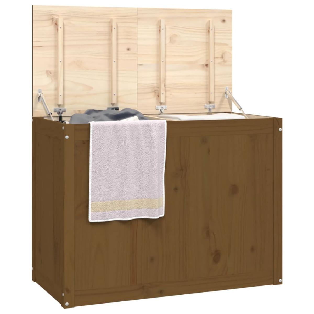 Baúl para colada madera maciza pino marrón miel 88,5x44x66 cm