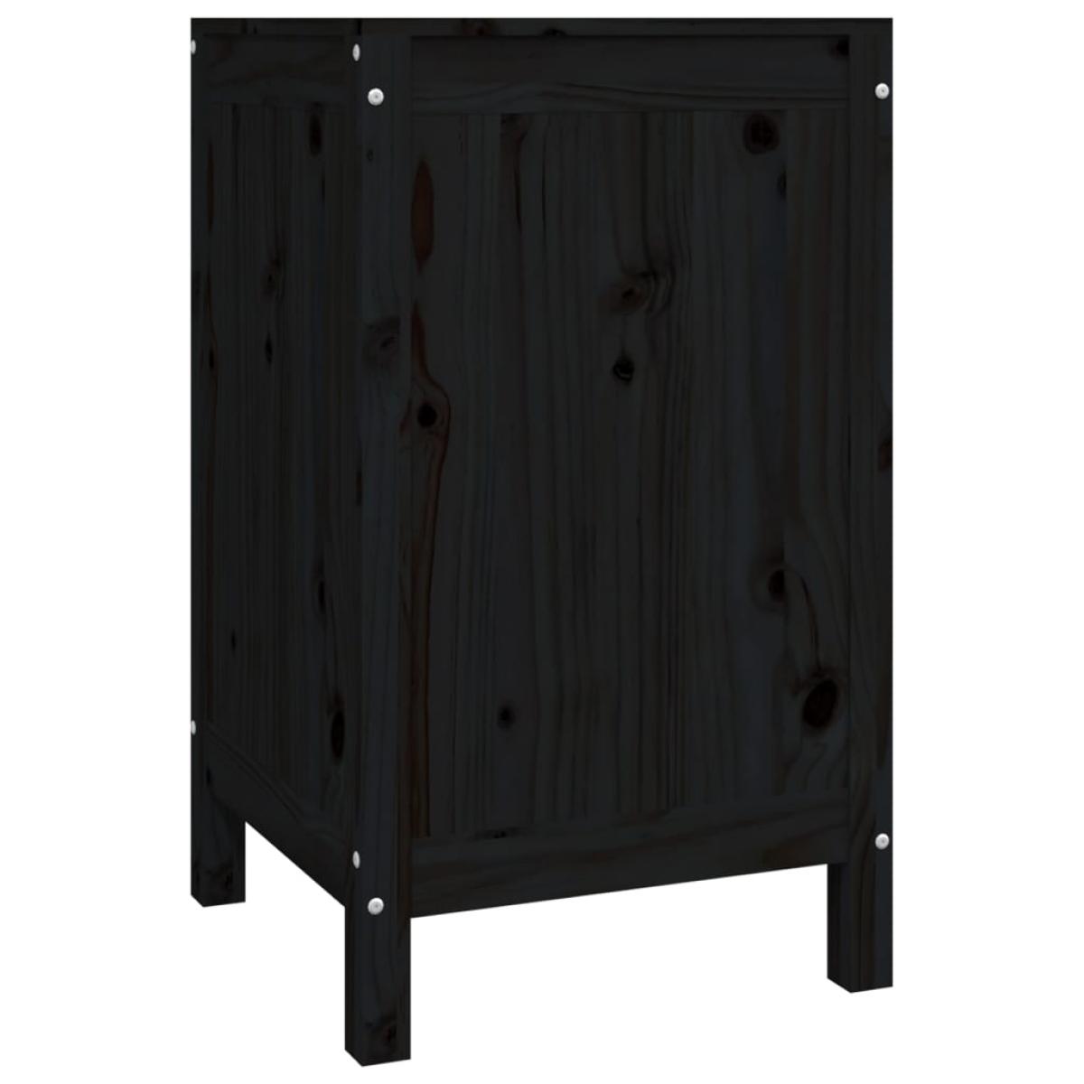 Baúl para la colada madera maciza de pino negro 44x44x76 cm