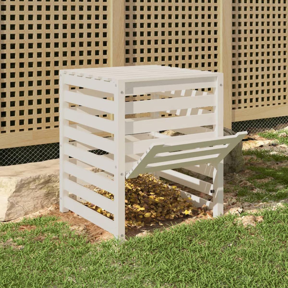 Compostador de madera maciza de pino blanco 63,5x63,5x77,5 cm