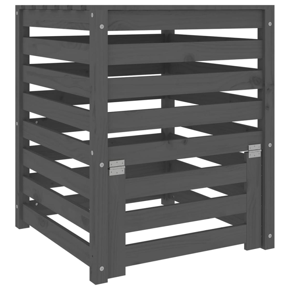 Compostador de madera maciza de pino gris 63,5x63,5x77,5 cm