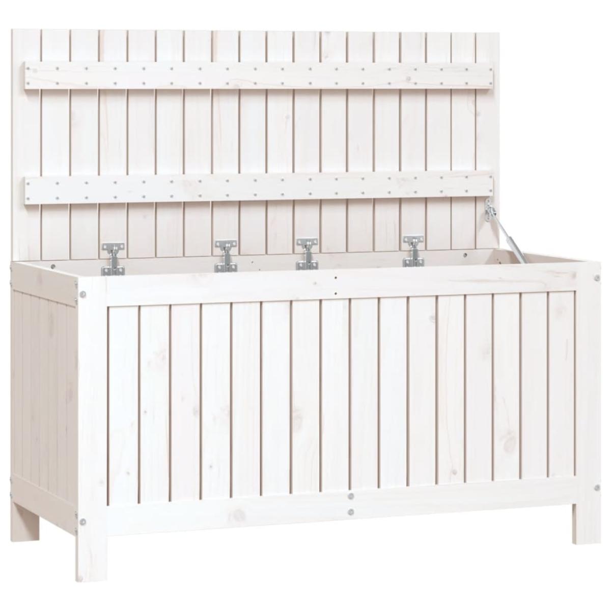 Caja de almacenaje jardín madera de pino blanco 115x49x60 cm