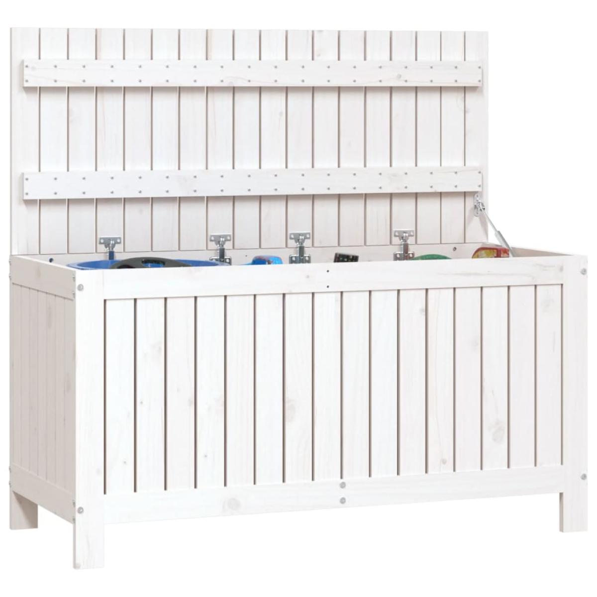 Caja de almacenaje jardín madera de pino blanco 115x49x60 cm