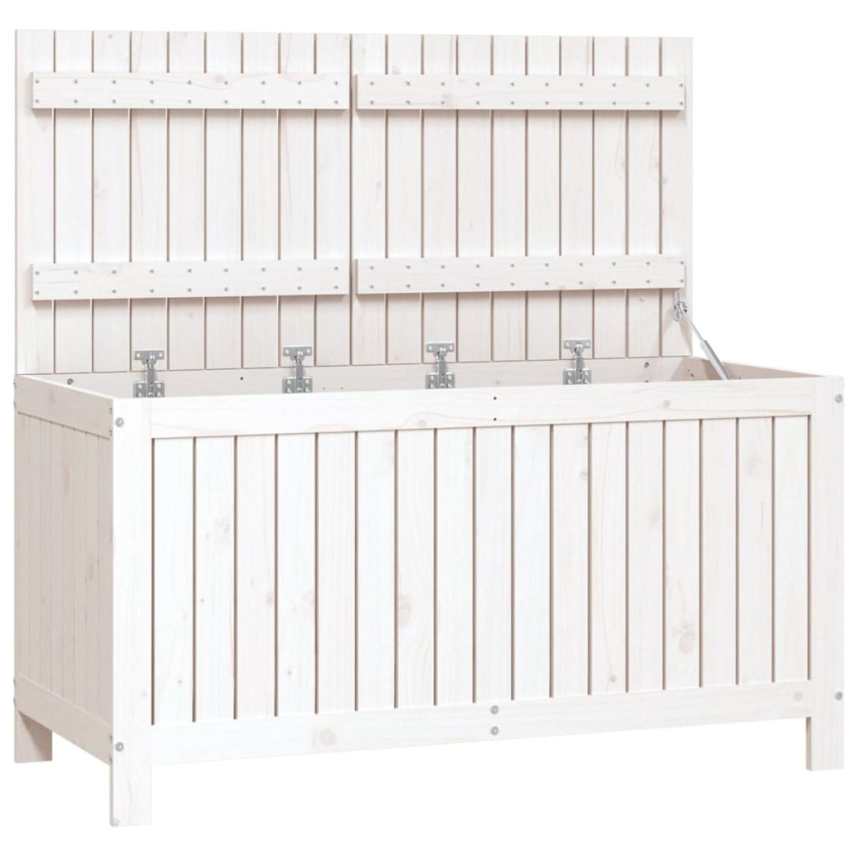 Caja de almacenaje jardín madera de pino blanco 121x55x64 cm