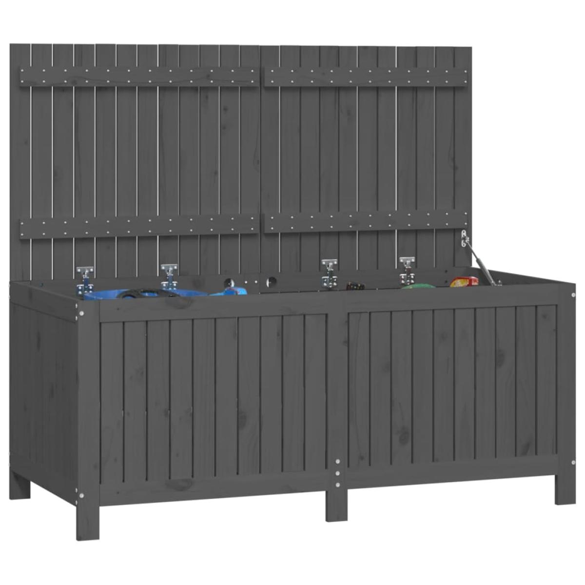 Caja de almacenaje jardín madera de pino gris 147x68x64 cm