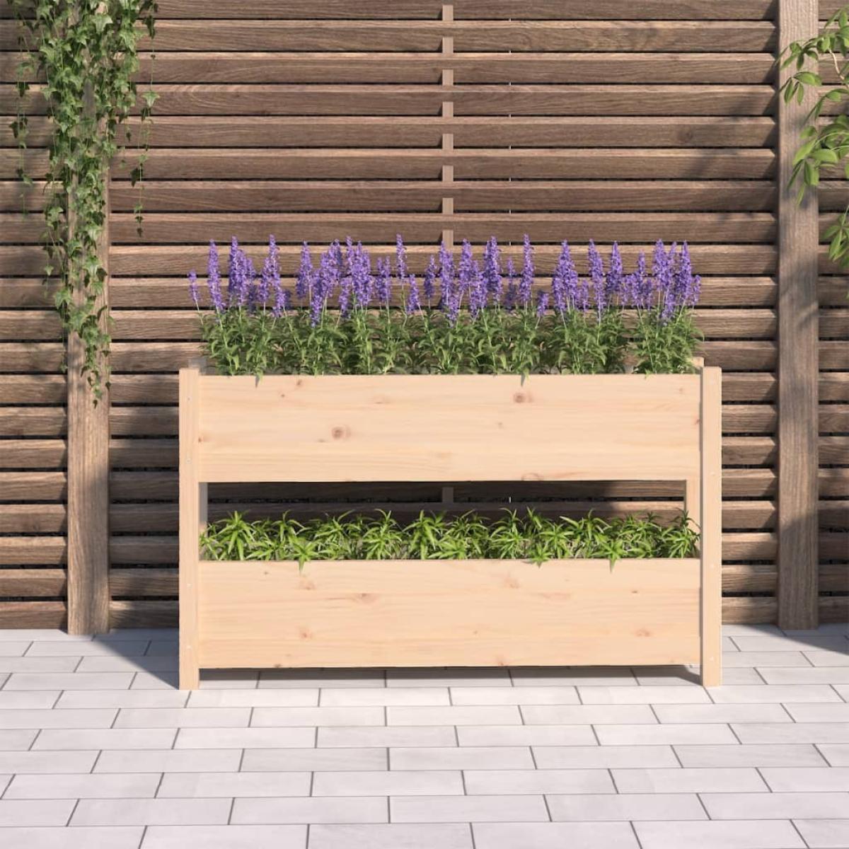 Jardinera de madera maciza de pino 112x25x66 cm