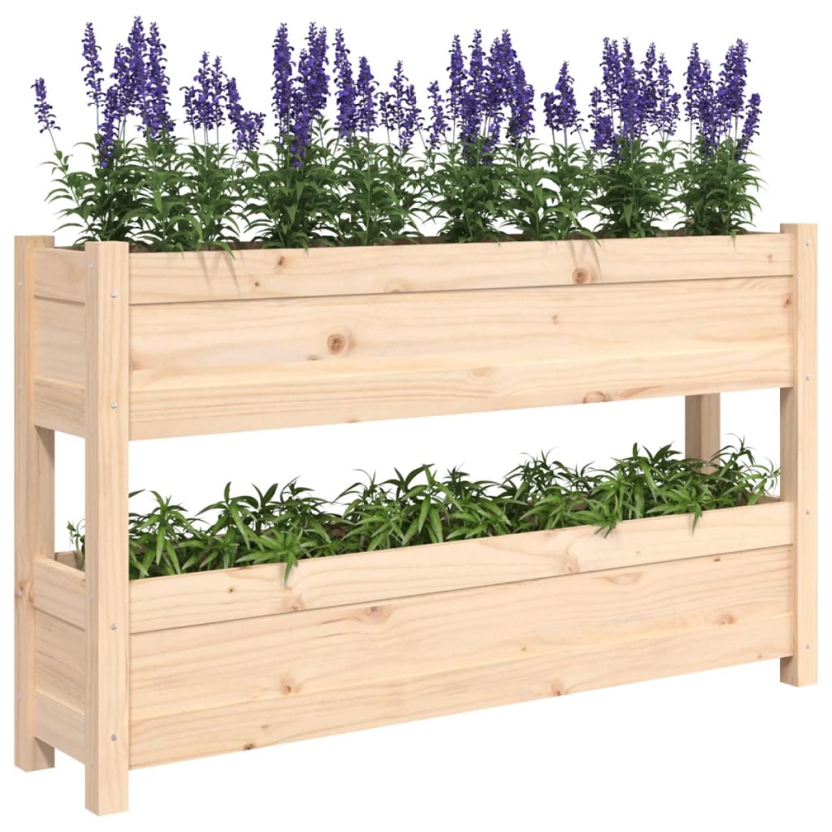 Jardinera de madera maciza de pino 112x25x66 cm