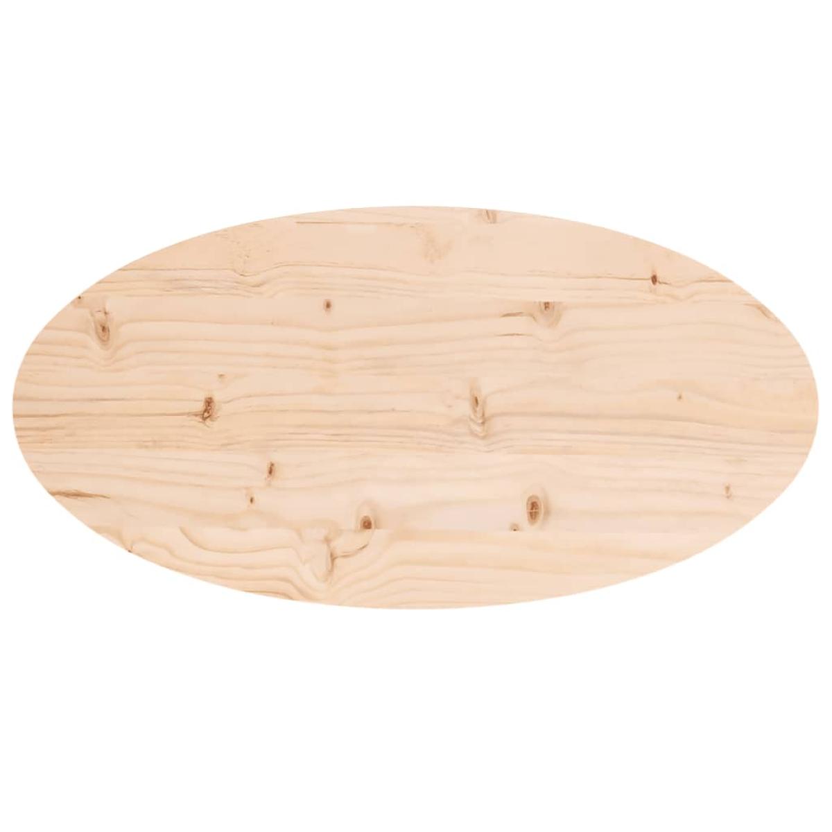 Tablero de mesa ovalado madera maciza de pino 70x35x2,5 cm