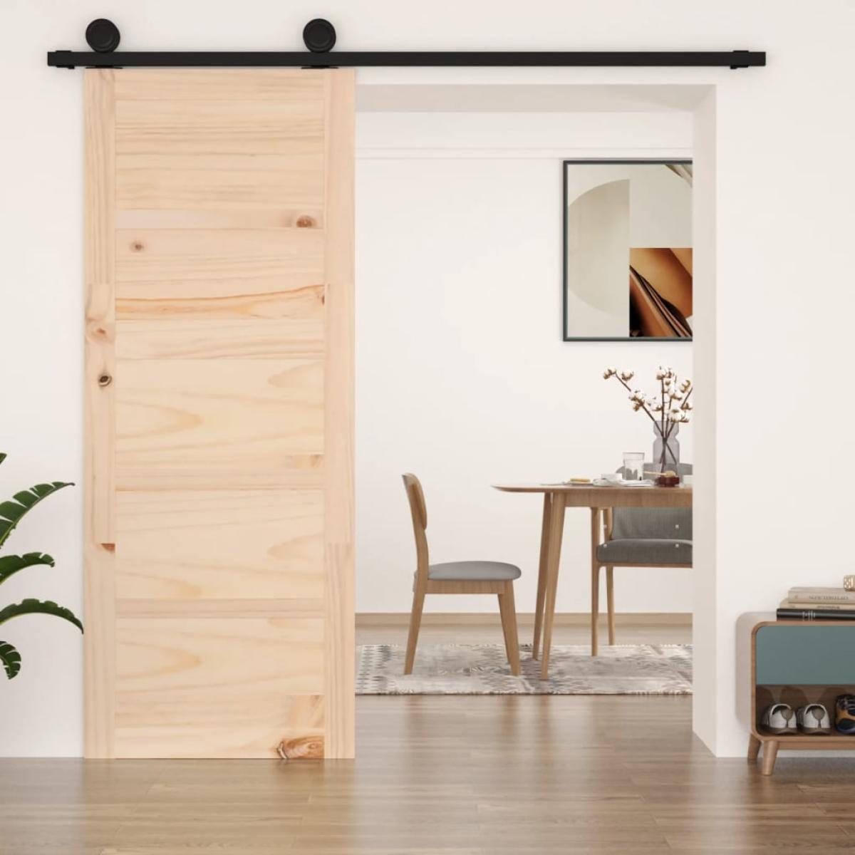 Puerta de granero madera maciza pino 80x1,8x204,5 cm