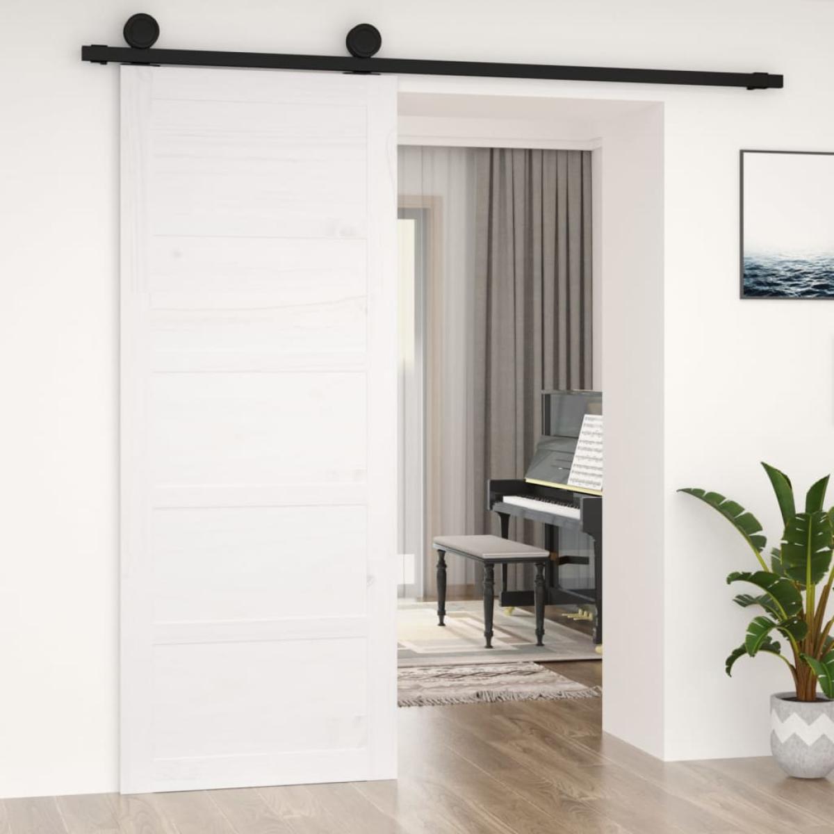 Puerta de granero madera maciza pino blanca 80x1,8x204,5 cm