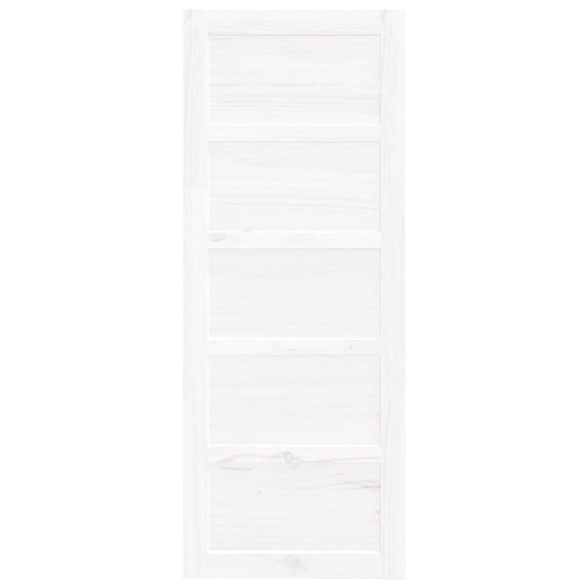Puerta de granero madera maciza pino blanca 80x1,8x204,5 cm