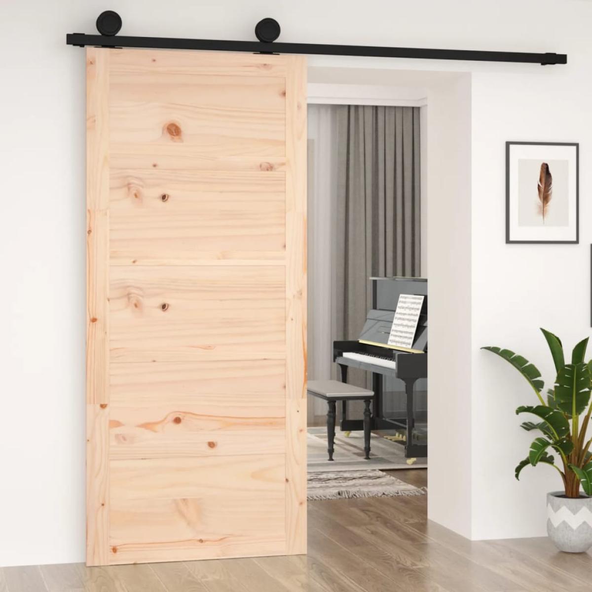 Puerta de granero madera maciza pino 90x1,8x204,5 cm